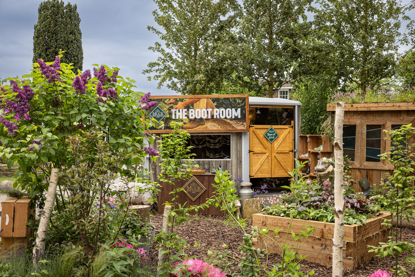 Der Stand von Muck Boots/Sustainable Garden Solutions bei der Chelsea Flower Show