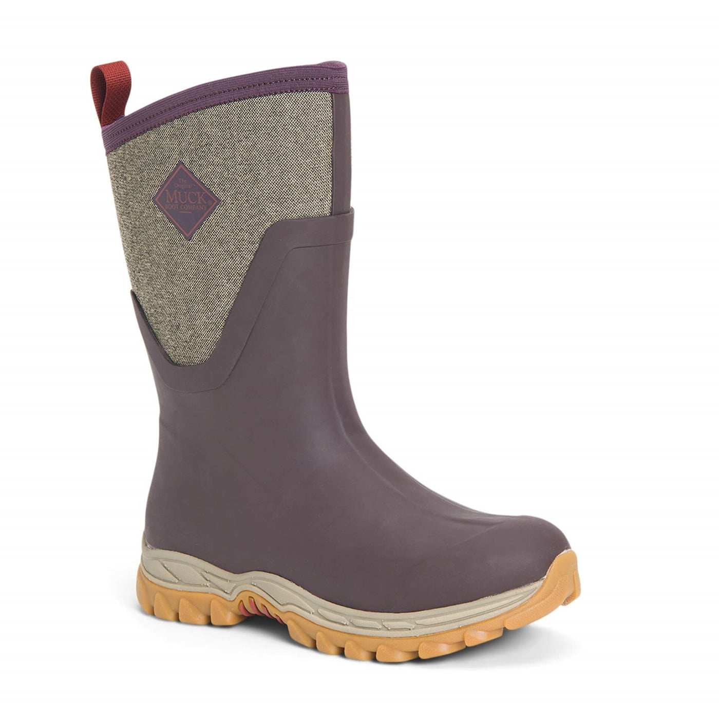 Damen Arctic Sport II Kurzstiefel Weinrot-Fischgraetmuster
