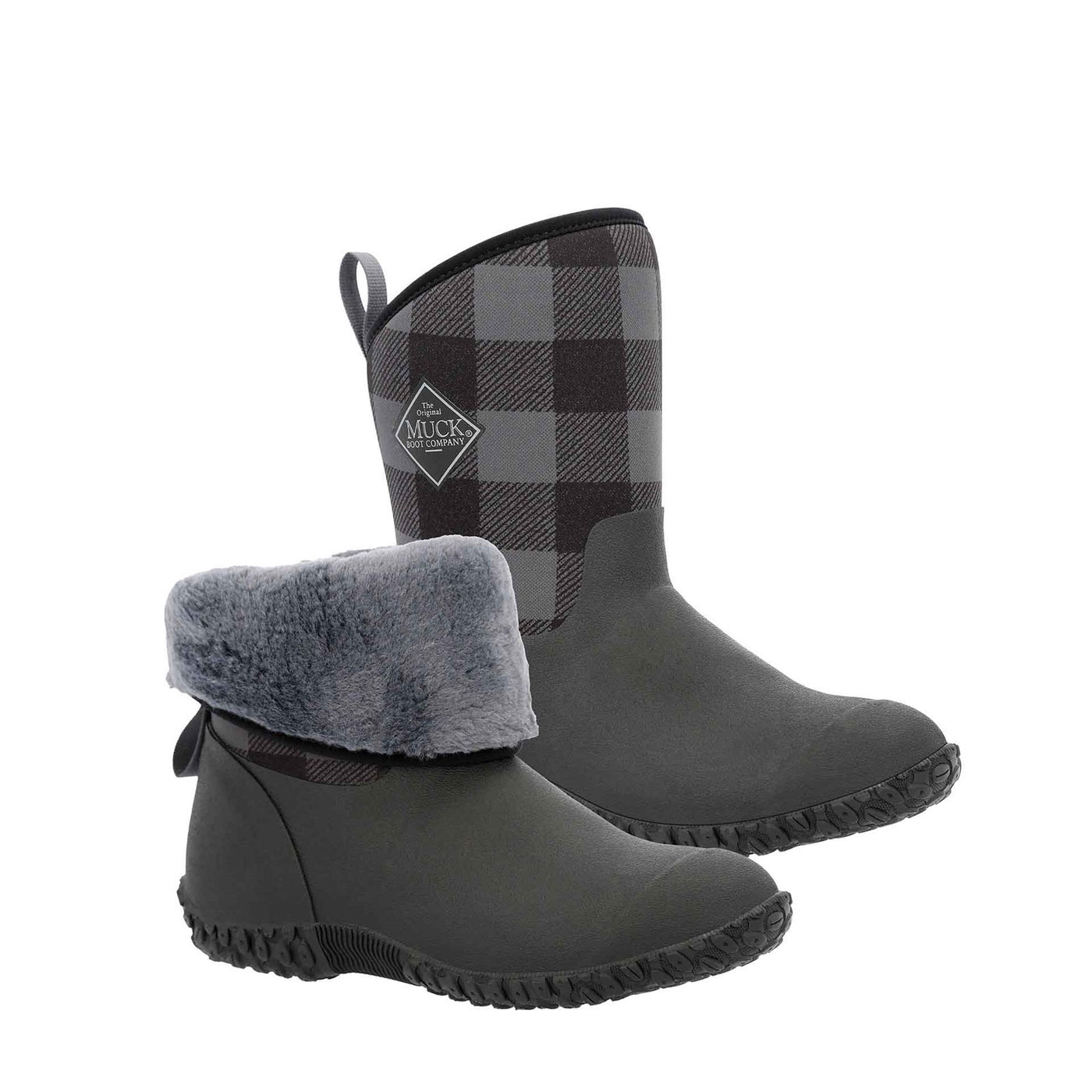 Damen RHS Muckster II Kurzstiefel Schwarz-Grau-Karomuster