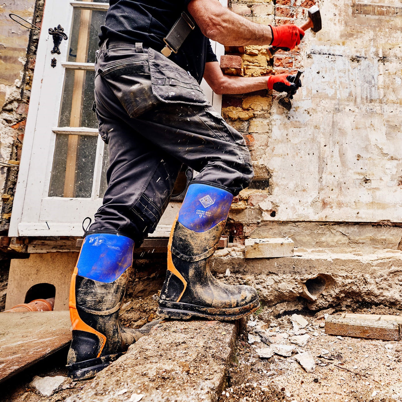 Unisex Chore Max S5 Stiefel mit Zehenbereich aus Stahl Blau-Orange