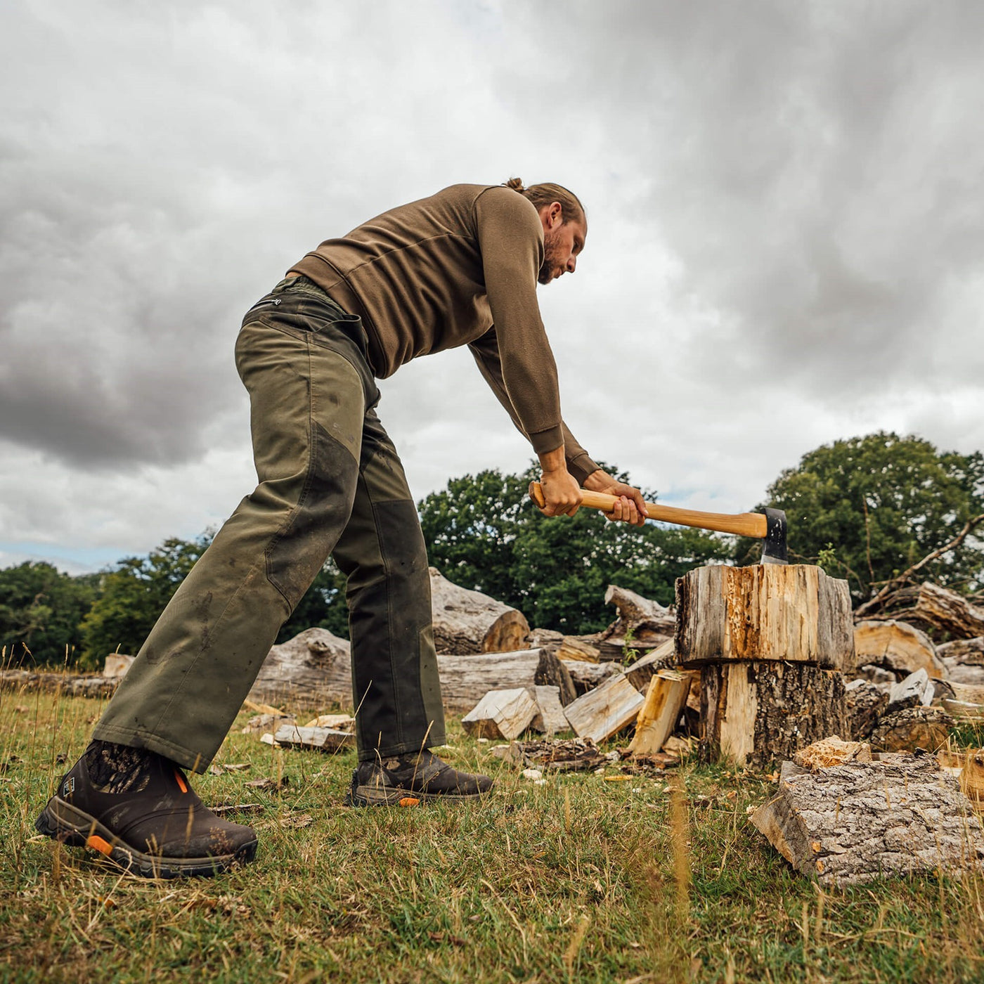 Herren Apex Ankleboots mit Reißverschluss Eichenblatt-Druck-mit-Moosgruen