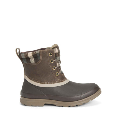 Damen Muck Originals Duck Leder-Kurzstiefel mit Schnürung Walnuss-Karomuster