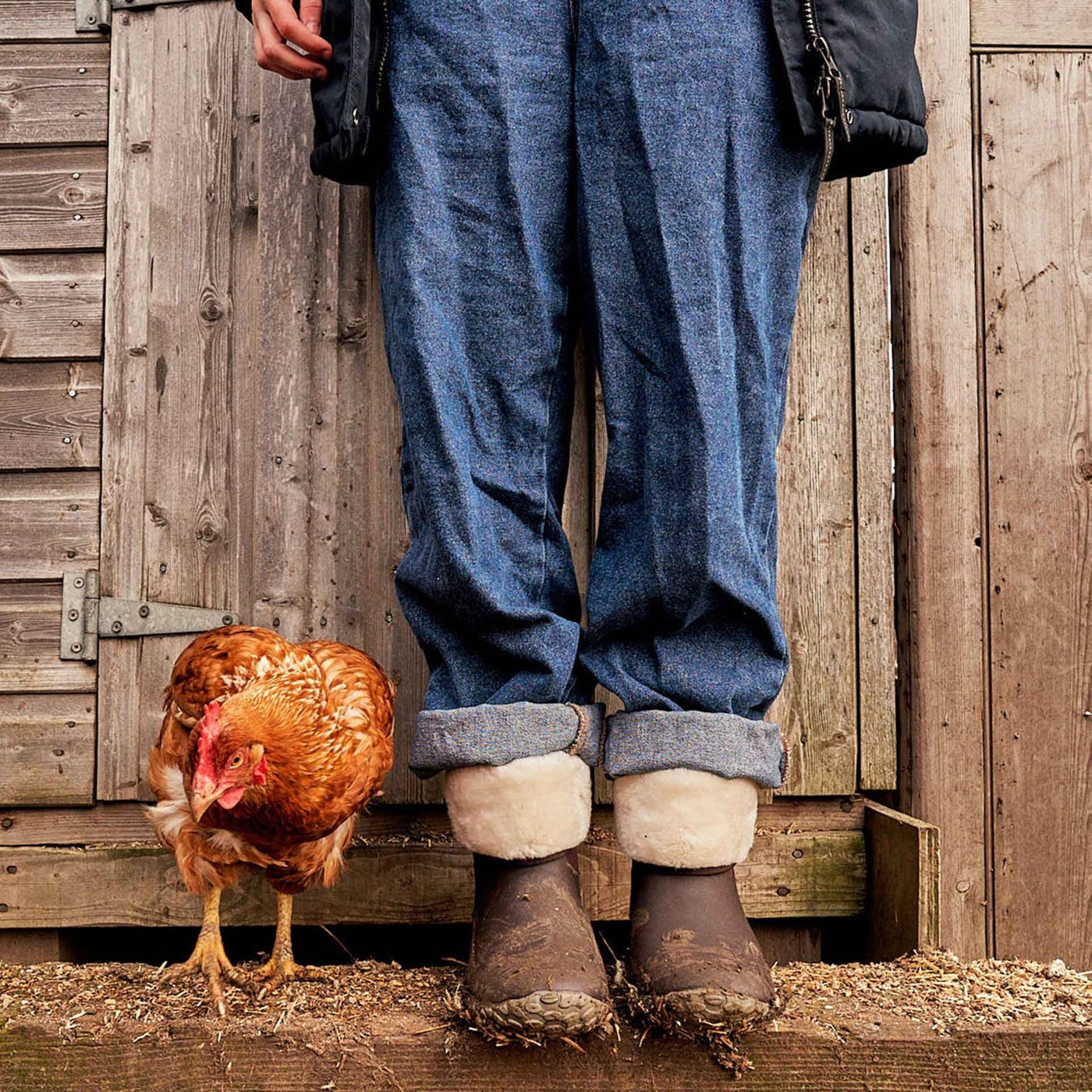 Damen RHS Muckster II Kurzstiefel Braun-Creme-Kunstfell