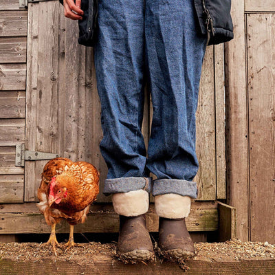 Damen RHS Muckster II Kurzstiefel Braun-Creme-Kunstfell