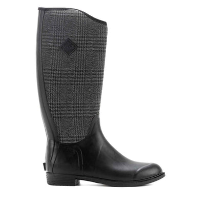 Damen Derby Stiefel Schwarz/Karomuster