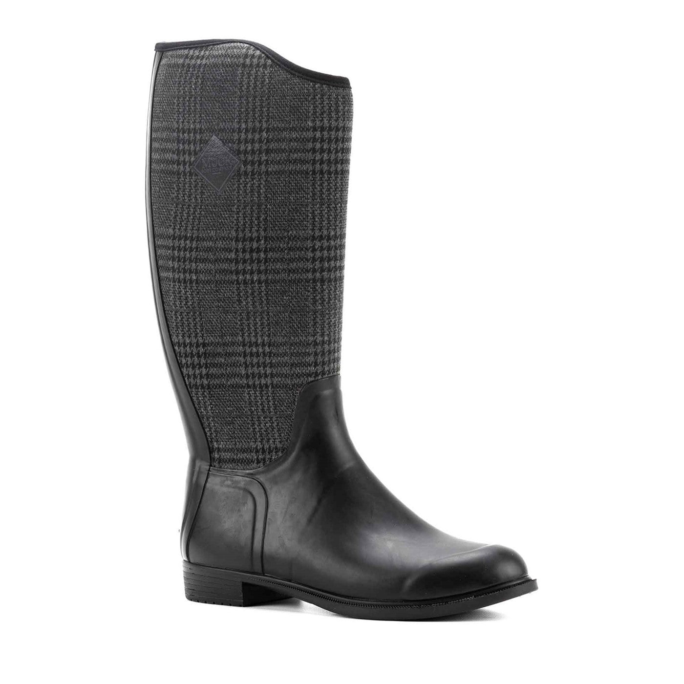 Damen Derby Stiefel Schwarz/Karomuster