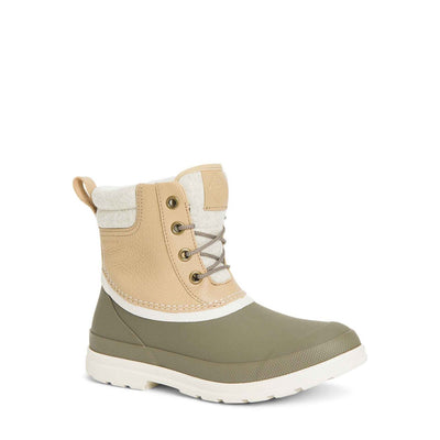 Damen Muck Originals Duck Leder-Kurzstiefel mit Schnürung Taupe