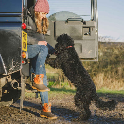 Damen Muck Originals Duck Leder-Kurzstiefel mit Schnürung Hellbraun