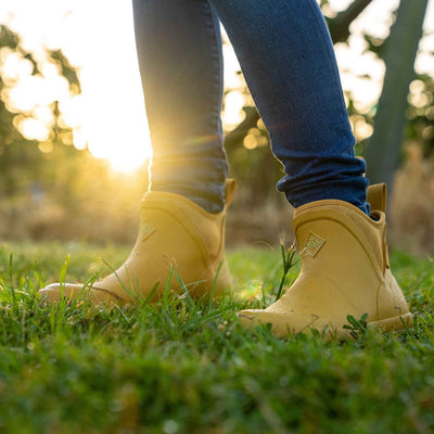 Damen Muck Originals Ankleboots mit Anziehlasche Gelb/Pünktchenmuster