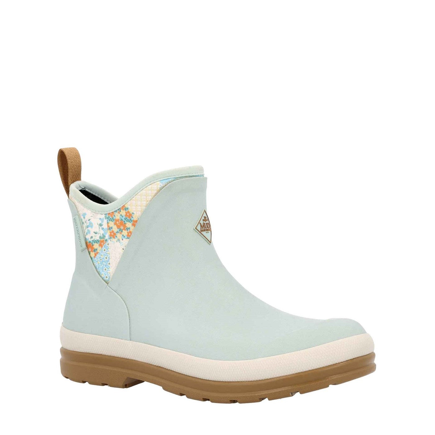 Damen Muck Originals Ankleboots mit Anziehlasche Blau/Blumen-Patchworkmuster